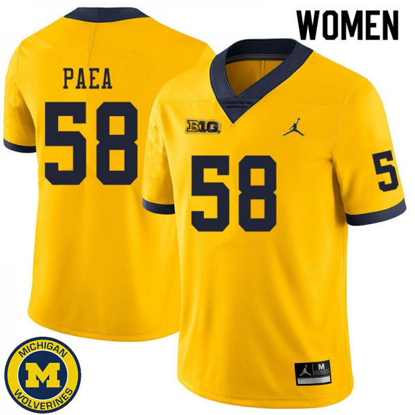 Women Michigan Wolverines #58 Phillip Paea Yellow High School Jersey